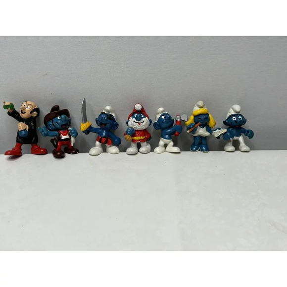 Vintage 1976 Schleich Smurfs PVC Figure Lot of 7 Gargamel Smurfette Papa Smurf P - Picture 2 of 8